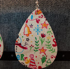 Faux Leather Teardrop Earrings Christmas Holiday Party Vibe NEW