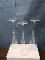 Set of 3 Tall Champagne Flutes | 9.5" Trumpet Shape | Elegant Clear Glass