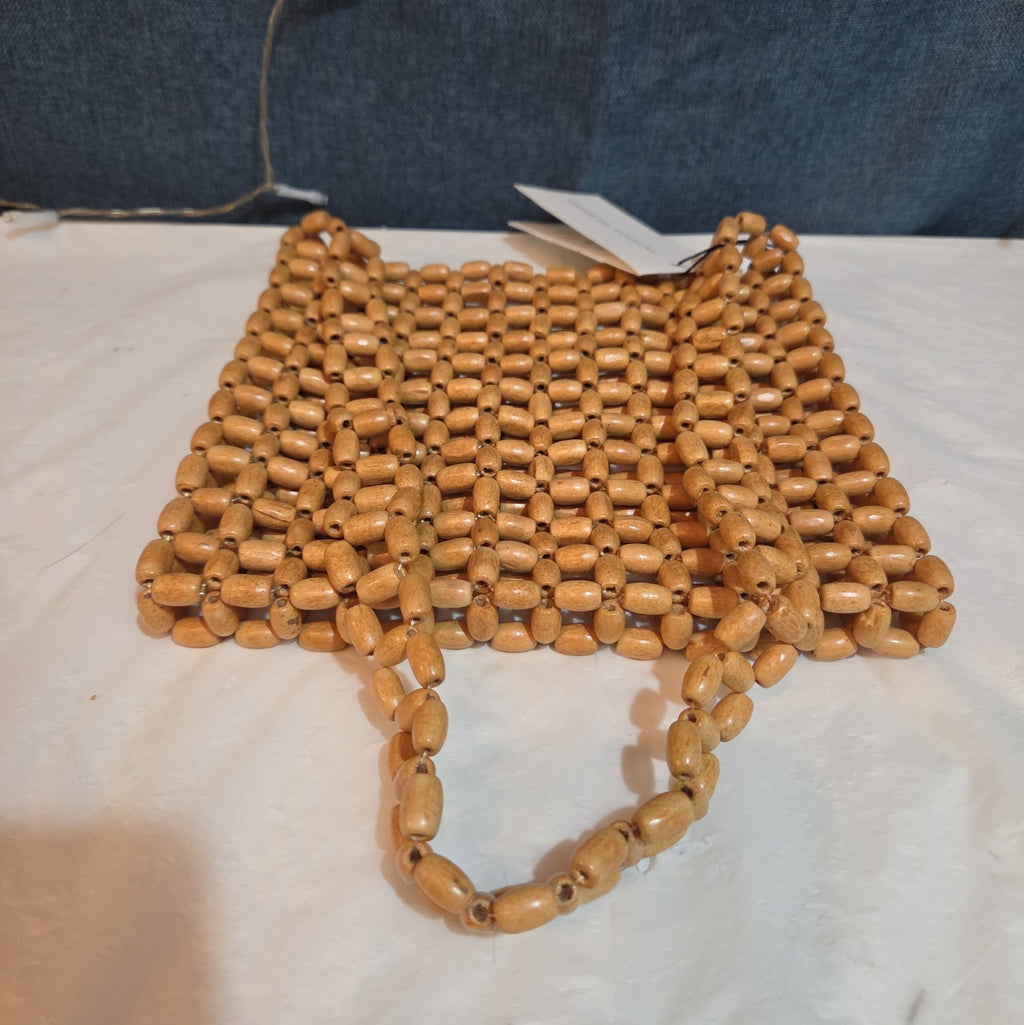 Faithfull The Brand Beaded Clutch Wood Boho Summer Bag NWT FFA056