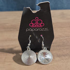Paparazzi Rhinestone Drop Earrings Silver Sunburst Reverse Vintage