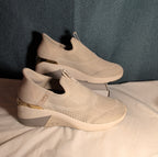 Skechers Mark Nason Slip Ins Wedge Crescent Taupe Knit Sneaker
