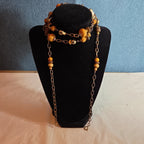 Earth Tone Bead Coppertone Chain Necklace Boho 70s Vibe