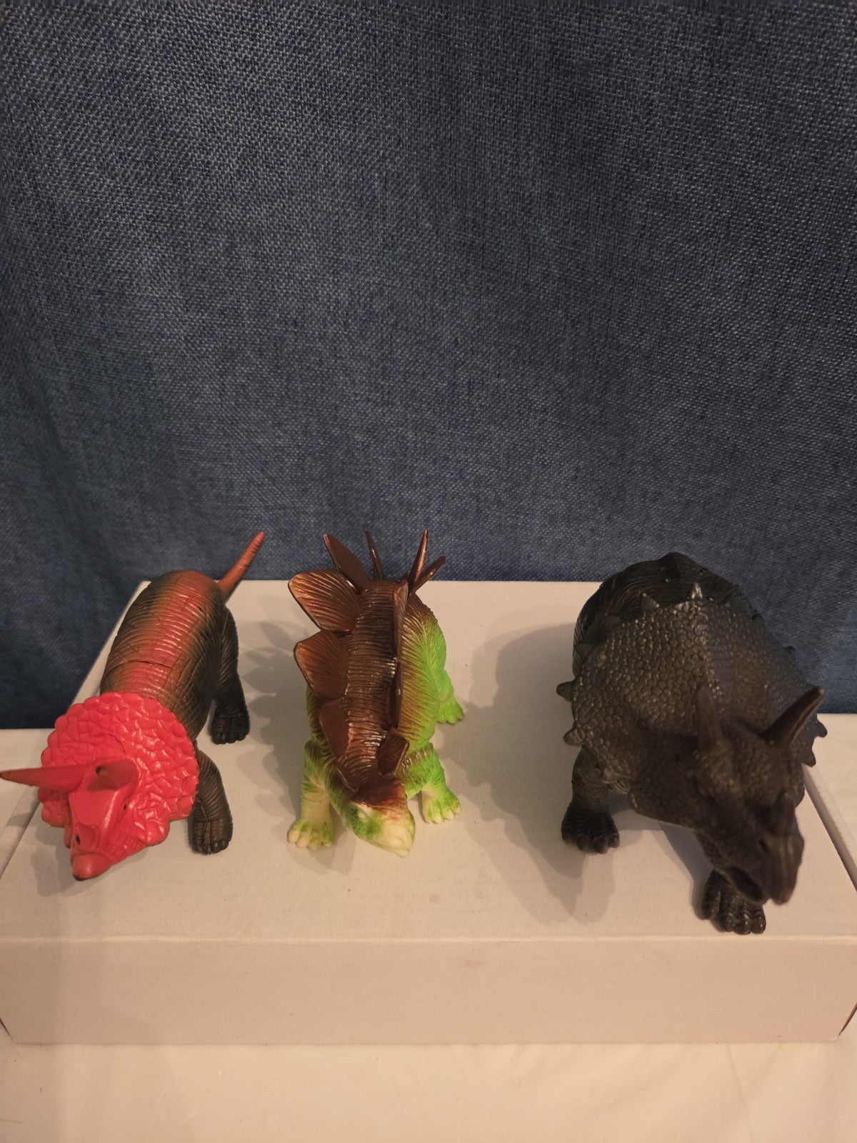 Dinosaur Toy Figures Lot of 3 Triceratops Stegosaurus Vintage Plastic Toy