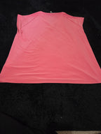 Anne Klein Sport Blouse Coral Lion Logo V-Neck Jersey Career Top Gently Used L