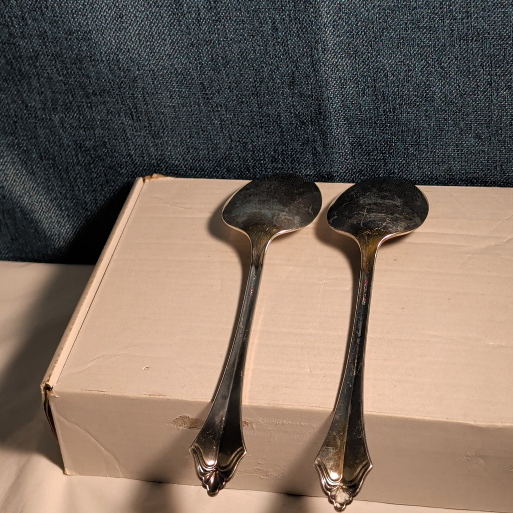 4 Pc ONEIDA Community ROYAL FLUTE Serving Set | Kenwood Meat Fork Spoons MCM
