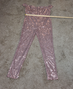 Rose Gold Sequin Off Shoulder Party Jumpsuit Romper  XL