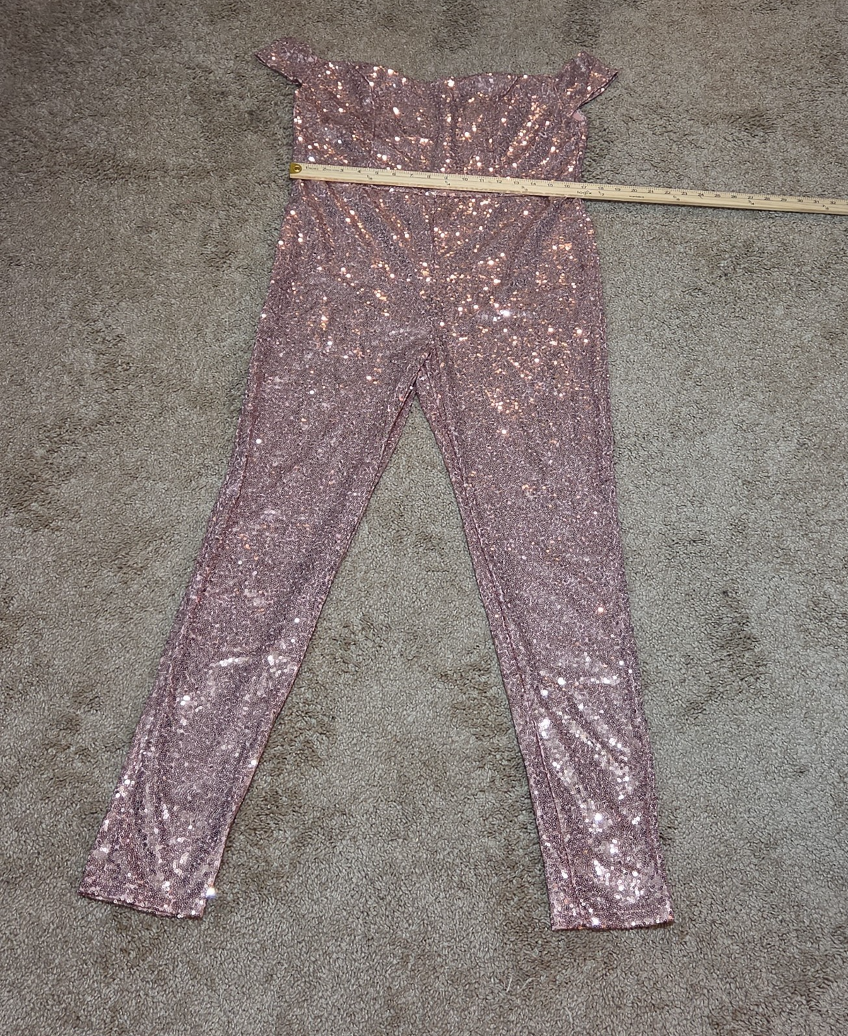 Rose Gold Sequin Off Shoulder Party Jumpsuit Romper  XL