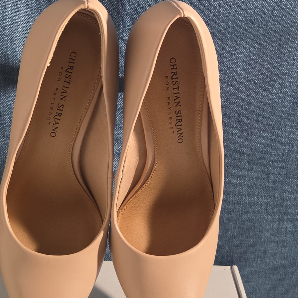 Christian Siriano Nude Heels Pumps 8.5 Pointed Toe Dress Casual Used