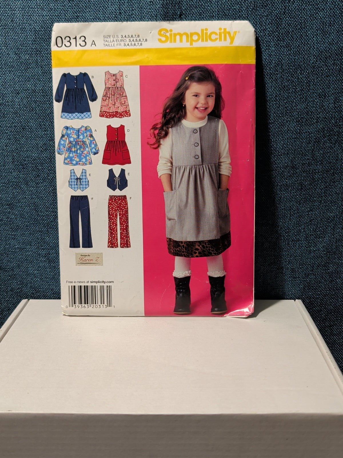 Simplicity 0313 Girls Wardrobe Pattern Sz 3-8 Jumper Vest Top Pants Uncut 2874