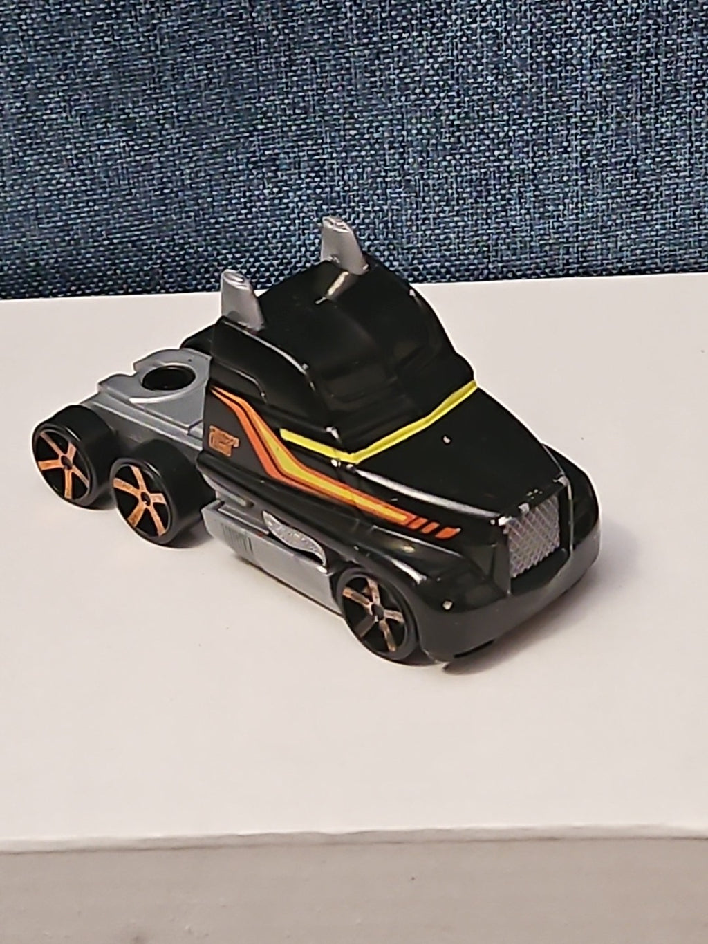 Hot Wheels Semi Truck Cab | Track Stars Black & Orange Racing Hauler