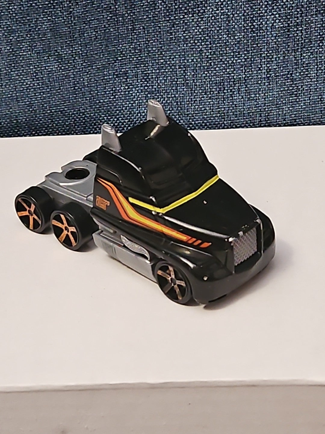 Hot Wheels Semi Truck Cab | Track Stars Black & Orange Racing Hauler