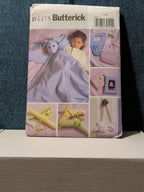 Butterick B4475 Pattern 2004 6 Baby Gifts Lovey Blanket Buddy Bib Hanger | UNCUT