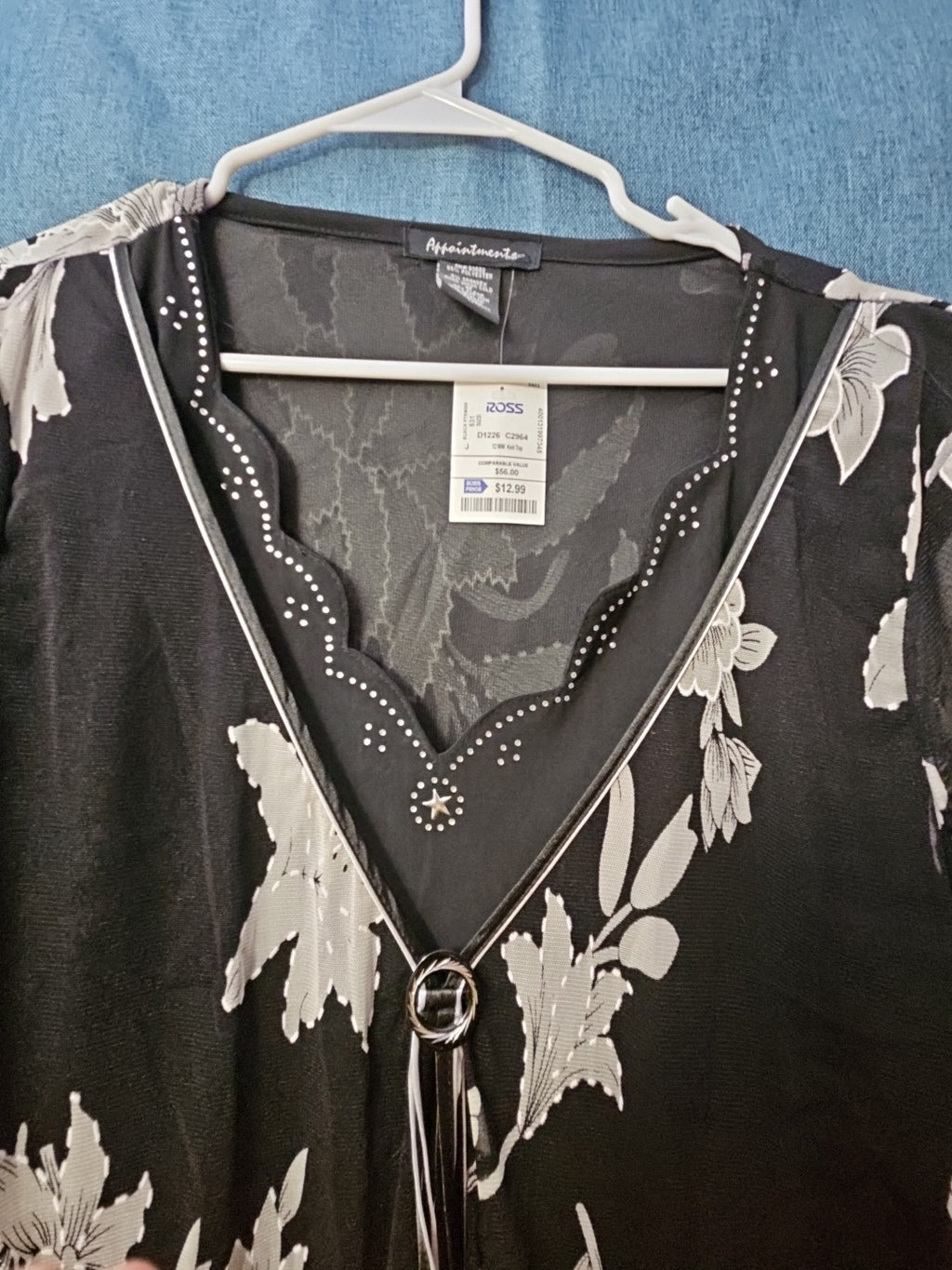NWT Appointments 1X Whimsigoth Blouse Black Mesh Floral Fairycore Y2K Ring Top