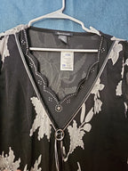 NWT Appointments 1X Whimsigoth Blouse Black Mesh Floral Fairycore Y2K Ring Top