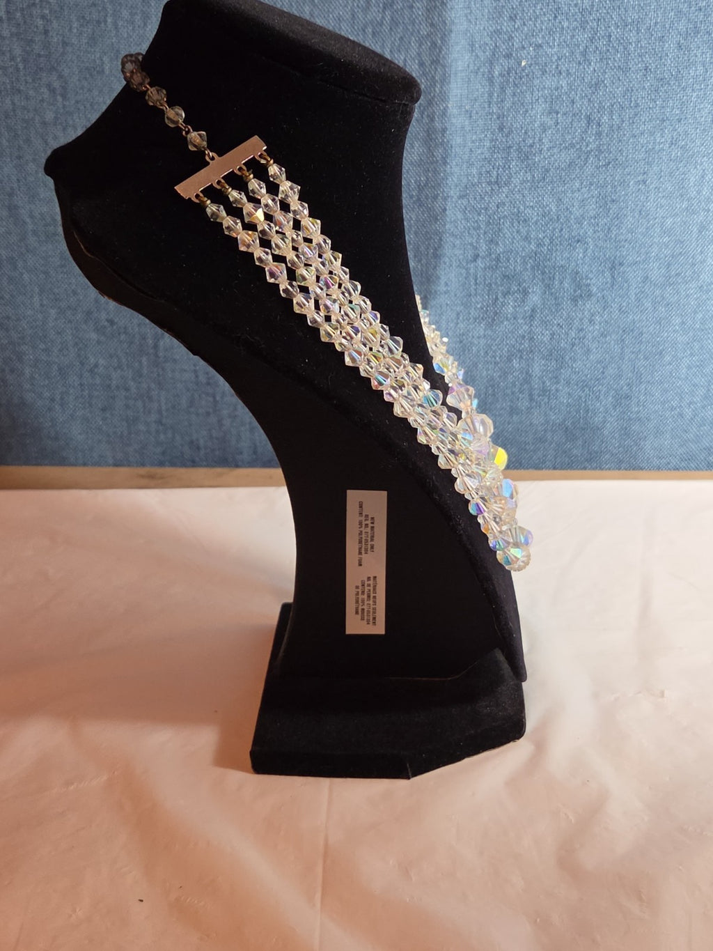Deltah 4-Strand Aurora Borealis Crystal Necklace Vintage Glam