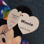 Ty Disney Beanie Baby Minnie Mouse Sparkle Rainbow Dress Metallic Pink Shoes