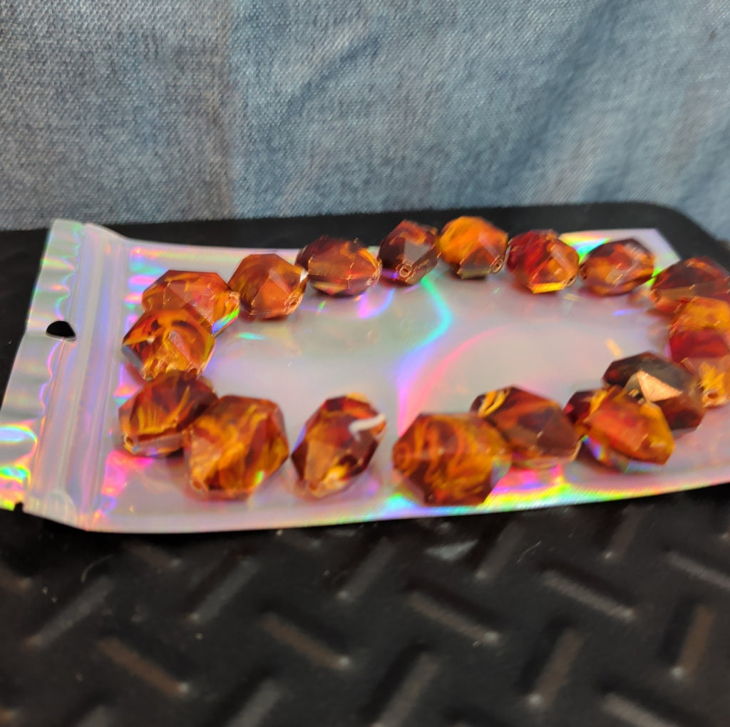 18 Baroque Pre-Drilled Faceted Tortoise Plastic Beads 3oz Craft Lot