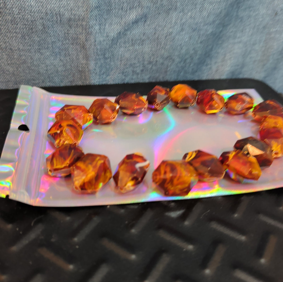 18 Baroque Pre-Drilled Faceted Tortoise Plastic Beads 3oz Craft Lot