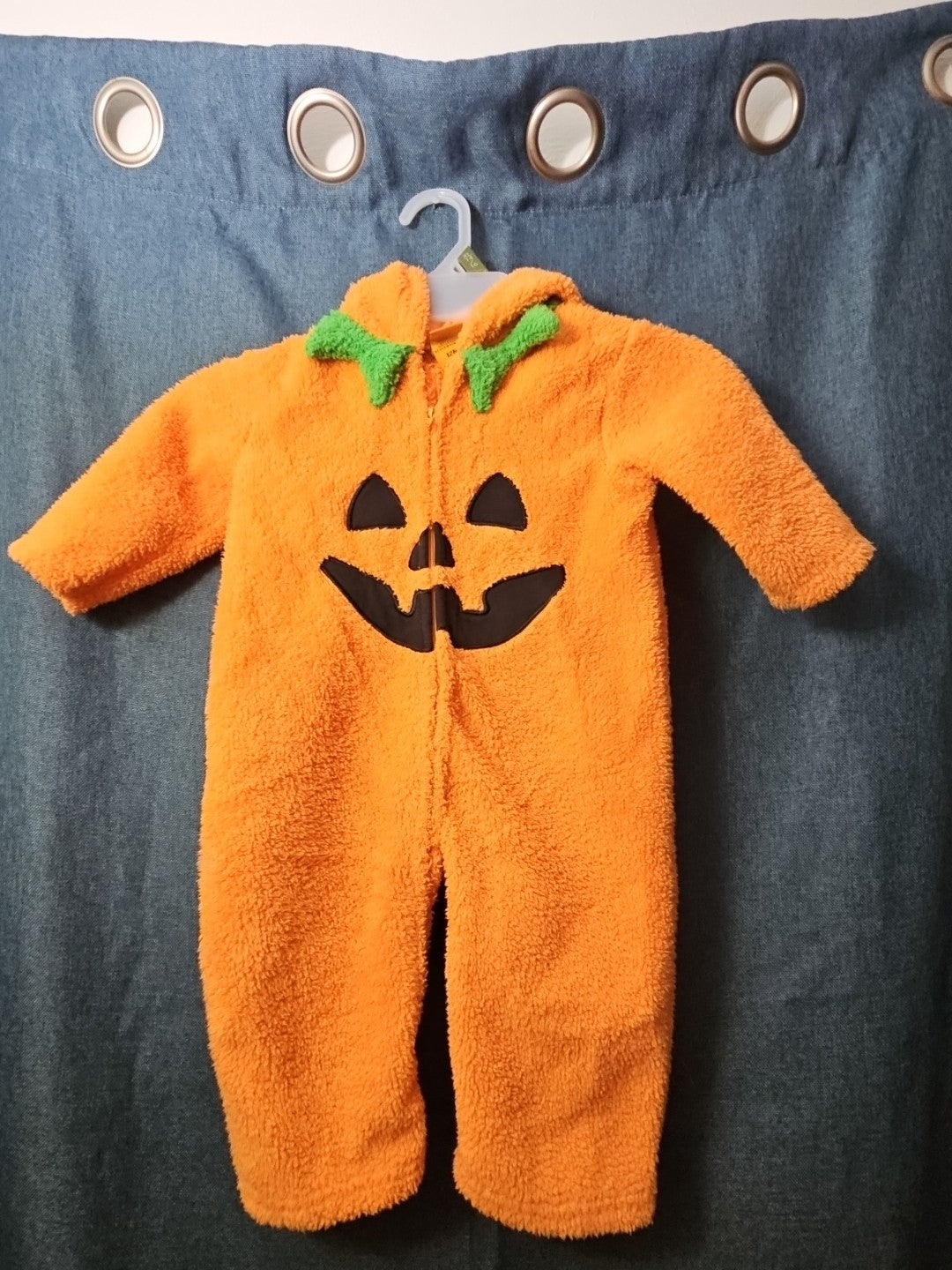 Hyde & Eek Baby Pumpkin Costume 12 Months Plush Zip Up Jack O Lantern Hooded