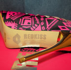 RedKiss Summerdance High Heels Size 9 Pink Black Caged Booties Stiletto Boxed