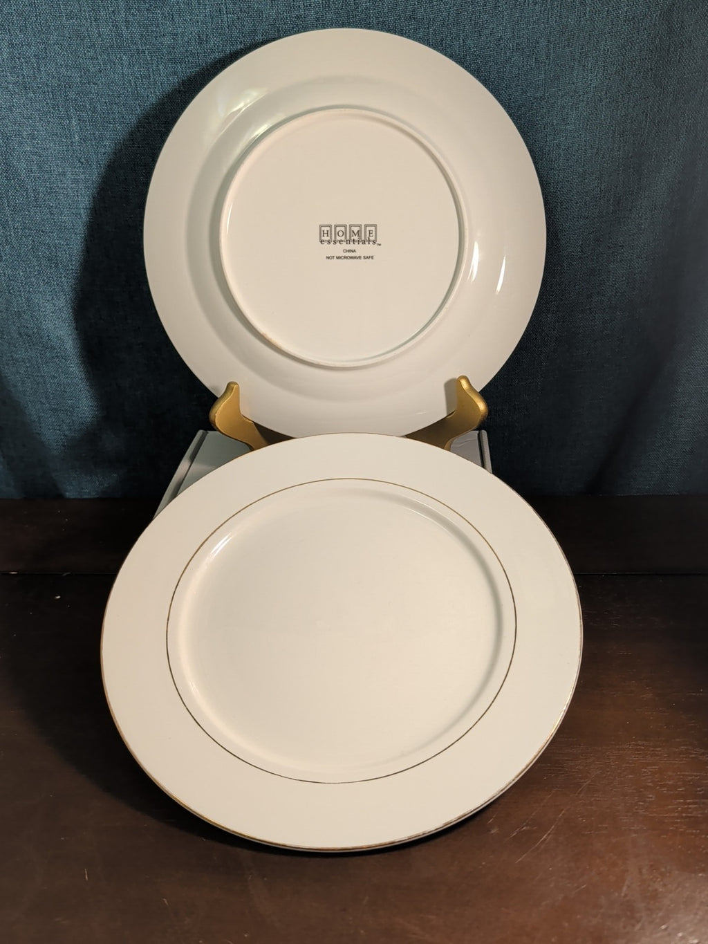 Home Essentials China Dinner Plate White with Gold Rim Individual Replacement