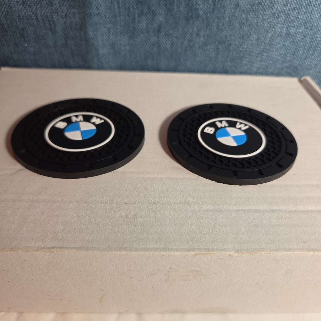 BMW Cup Holder Coasters Silicone Black Blue Auto Accessory