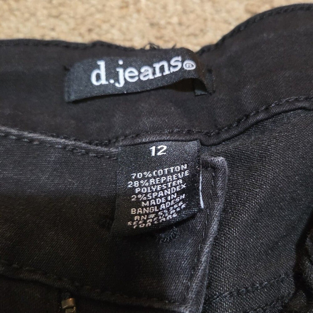d.jeans High Waist Shorts Black Repreve Stretch Denim Modern Preowned Size 12