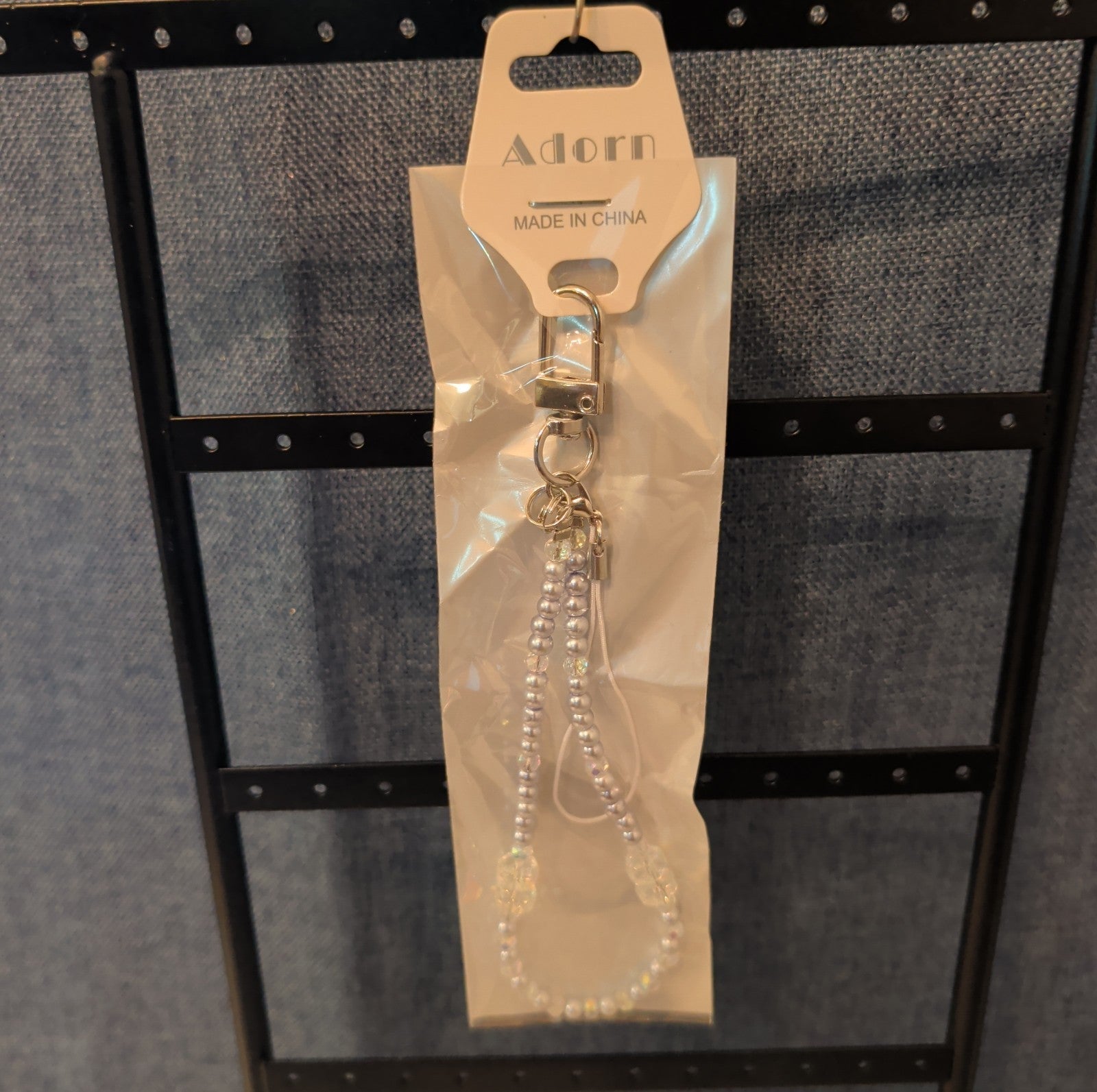 Adorn Beaded Phone Strap Charm Pearl Glass Crystal Y2K Keychain New Card