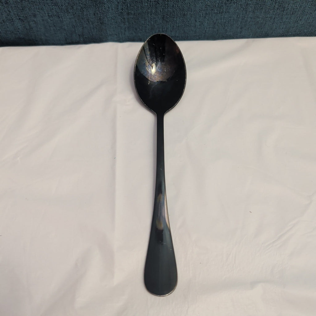 Set of 8 Black Stainless Steel Spoons 18/0 Modern Onyx Flatware Table Spoons Set