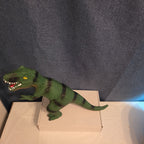 T-Rex Dinosaur Toy Soft Rubber Vinyl Tyrannosaurus Rex Green Black Stripe Figure