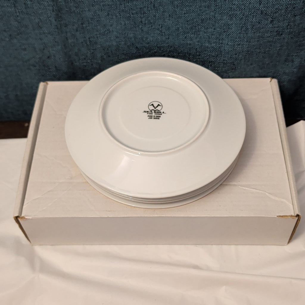 Set of 4 Sea Gull Fine China Saucers 6" | Jian Shang Gold Trim | Replacement