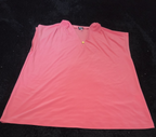 Anne Klein Sport Blouse Coral Lion Logo V-Neck Jersey Career Top Gently Used L