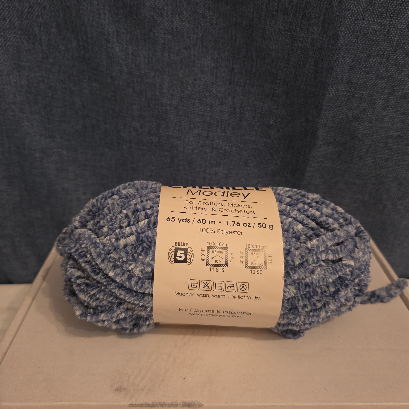 Premier Just Chenille Medley Yarn Navy Blue Lot 202 Bulky 5 Polyester