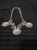 Silver Tone Chunky Crystal Bib Statement Necklace