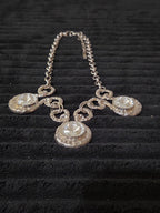 Silver Tone Chunky Crystal Bib Statement Necklace