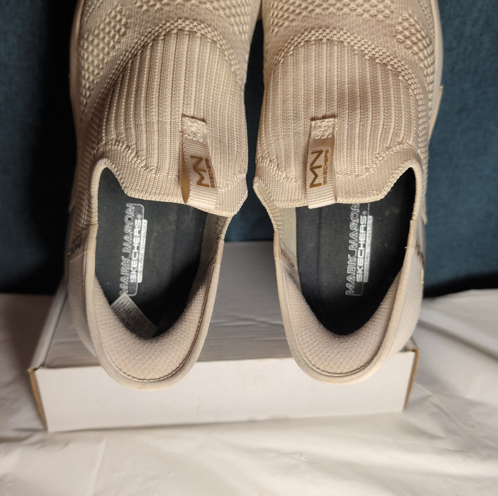 Skechers Mark Nason Slip Ins Wedge Crescent Taupe Knit Sneaker