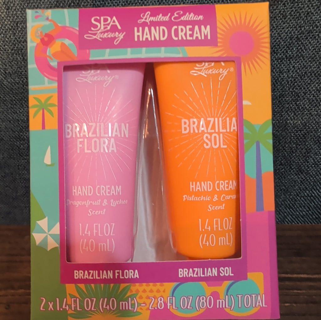 Spa Luxury Brazilian Sol Flora Hand Cream Duo Pistachio Lychee NIB