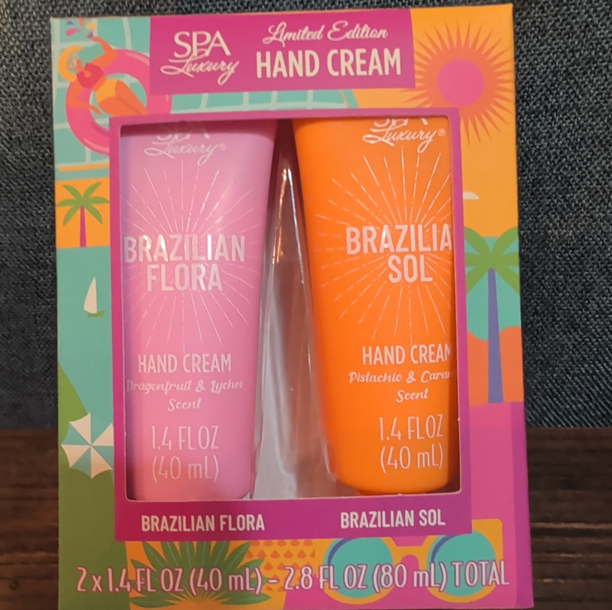 Spa Luxury Brazilian Sol Flora Hand Cream Duo Pistachio Lychee NIB