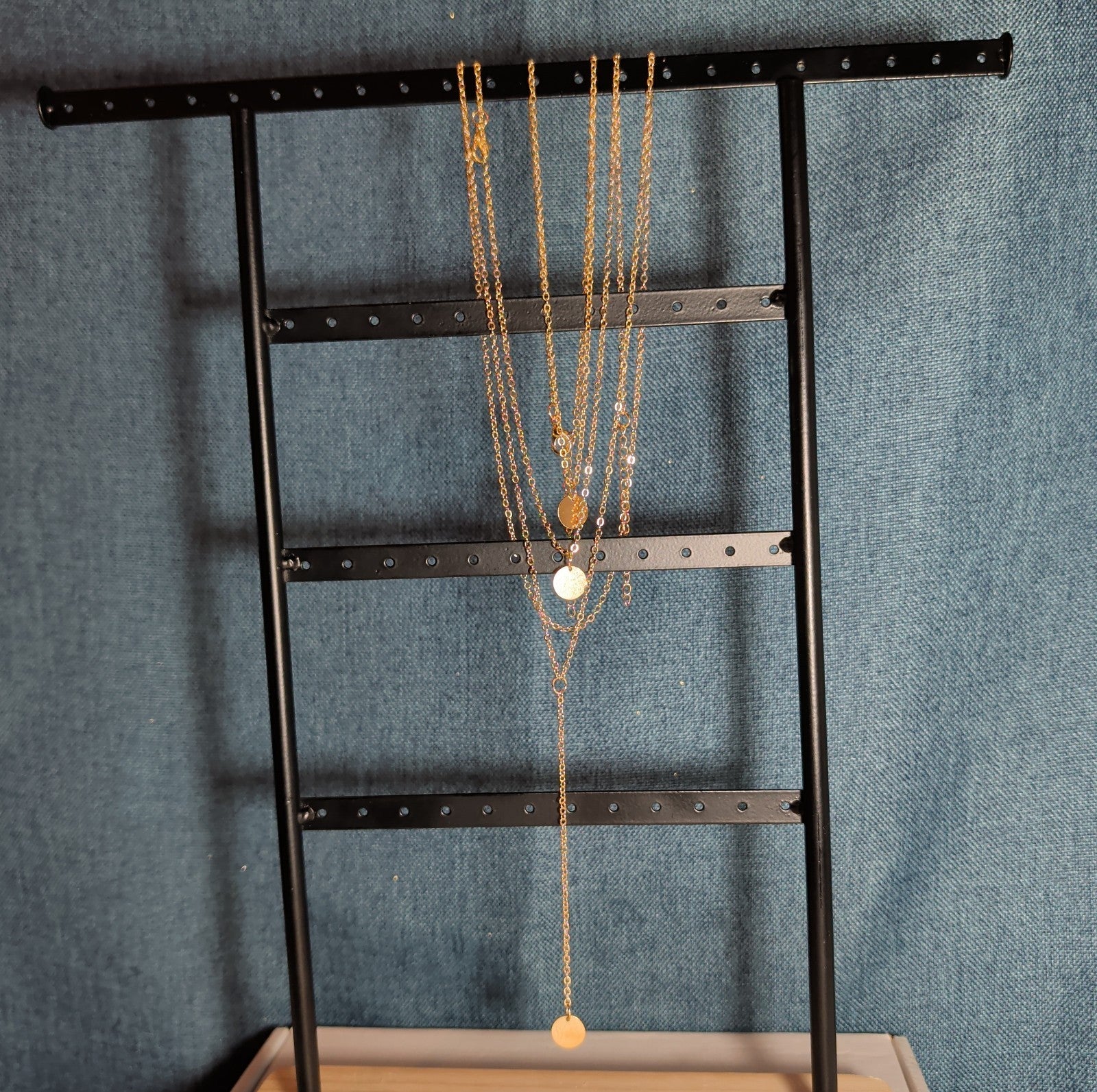 Layered Necklace Gold Tone Medallion Minimalist