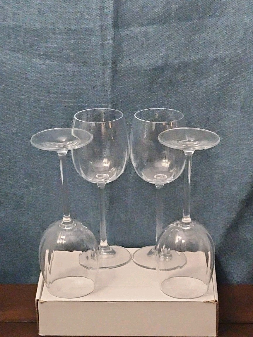 Set of 4 Clear Glass Stemmed Wine Glasses Balloon Bowl All-Purpose Stemware