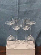 Set of 4 Clear Glass Stemmed Wine Glasses Balloon Bowl All-Purpose Stemware