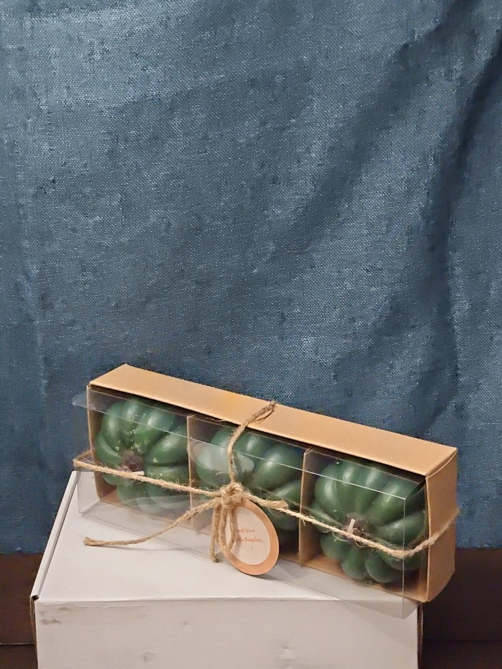 Set of 3 Green Pumpkin Candles | Vanilla Scented Molded Wax | Fall Farmhouse