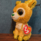 Ty Beanie Boos Glitzy Reindeer 6" Plush Gold Glitter Holiday
