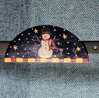 JB Snowman Half Moon Painted Metal Brooch 1996 Folk Art
