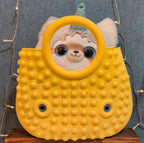 Large Yellow Pop Fidget Toy Silicone Handbag Tote Blue Eyes Kidcore