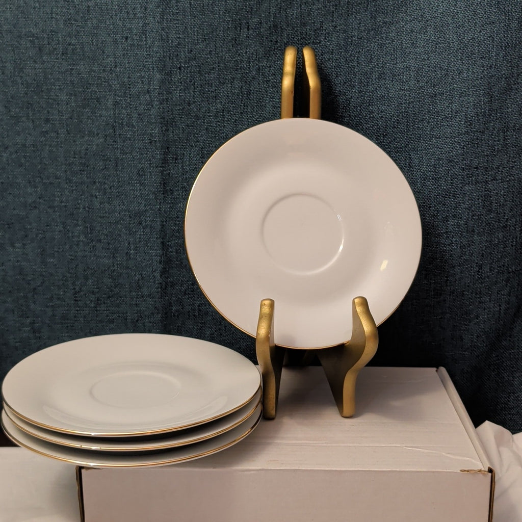 Set of 4 Sea Gull Fine China Saucers 6" | Jian Shang Gold Trim | Replacement