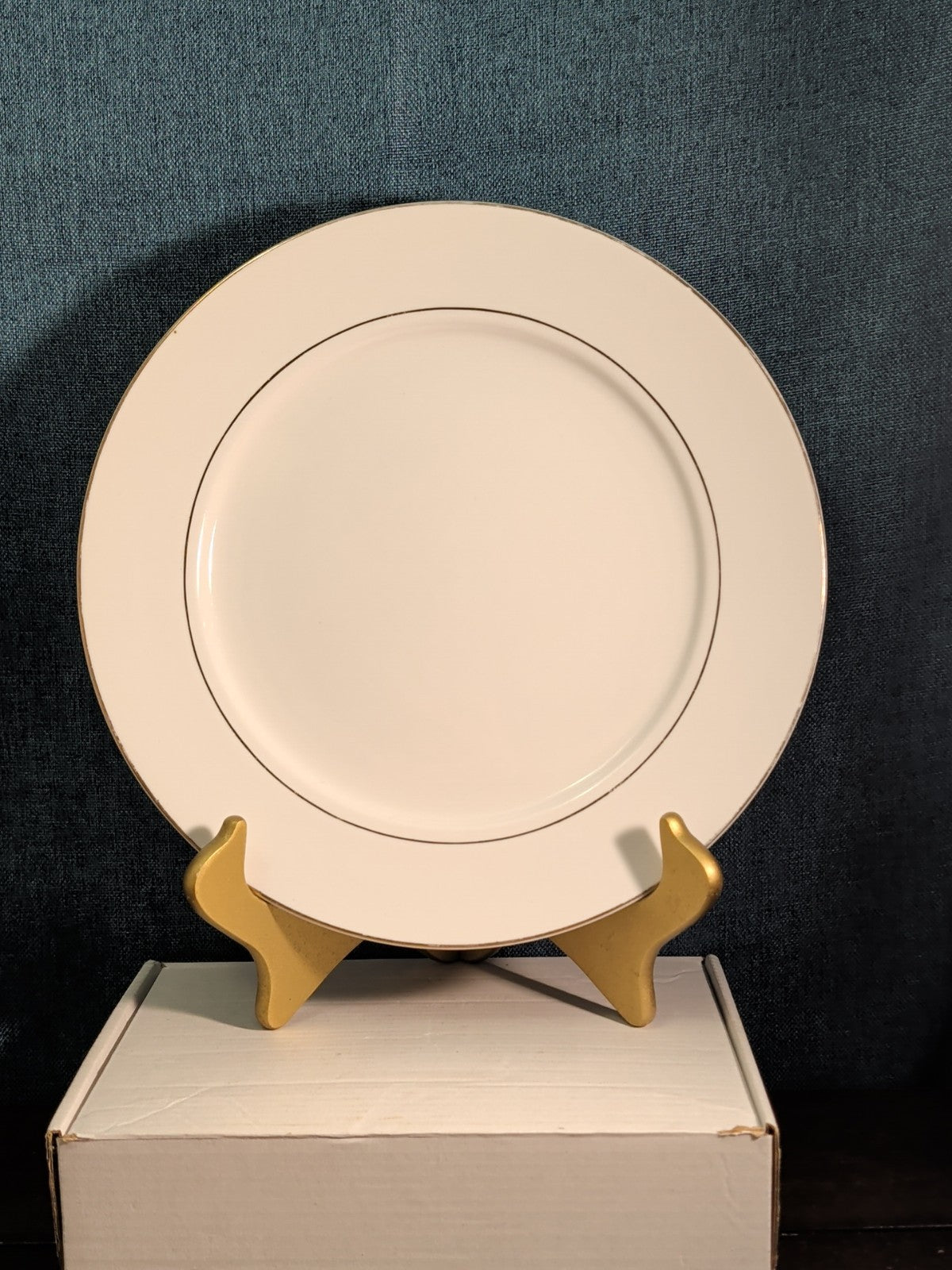 Home Essentials China Dinner Plate White with Gold Rim Individual Replacement