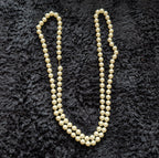 Vintage 54" Champagne Hand Knotted Faux Pearl Flapper Necklace