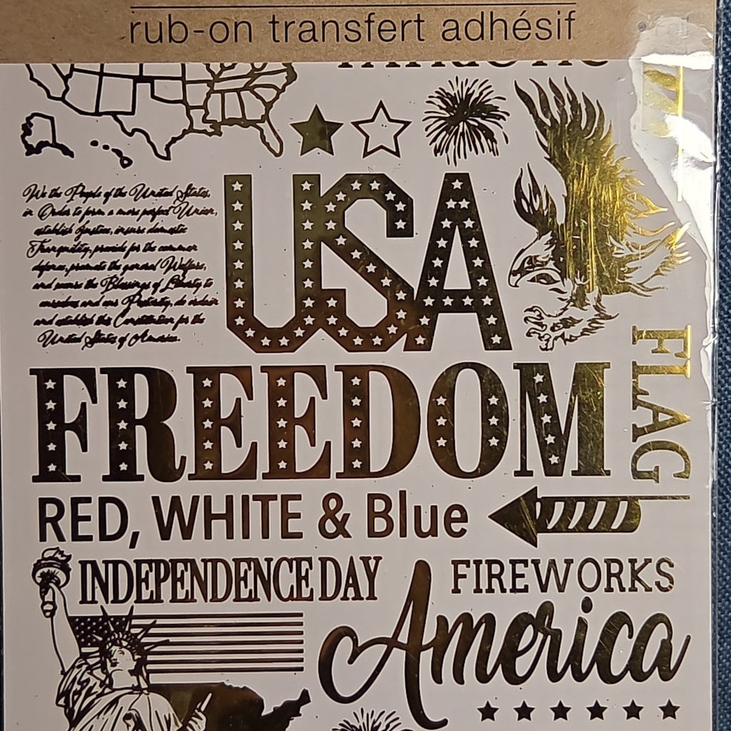 Crafters Square Gold Foil USA Patriotic Rub-On Transfers