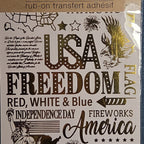 Crafters Square Gold Foil USA Patriotic Rub-On Transfers